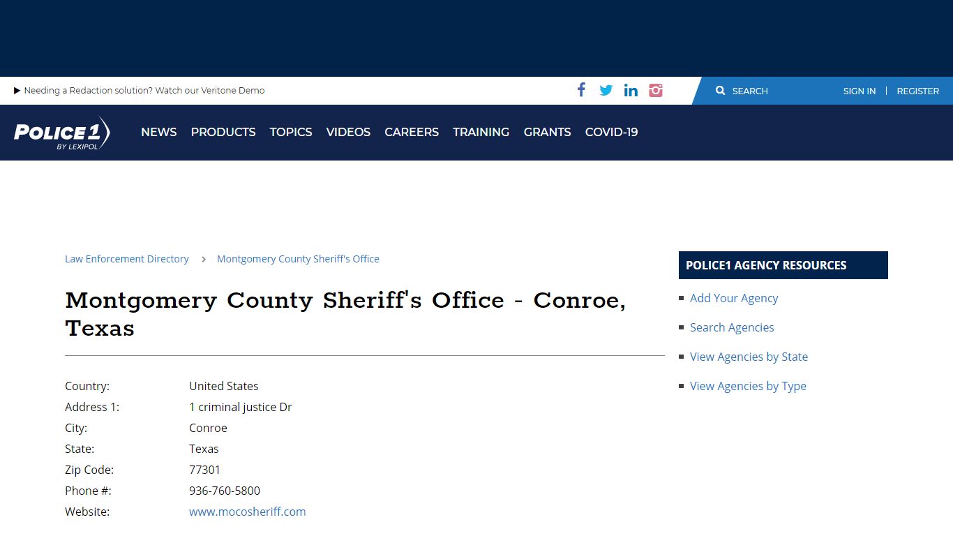 Montgomery County Sheriff's Office - Conroe, Texas - Police1